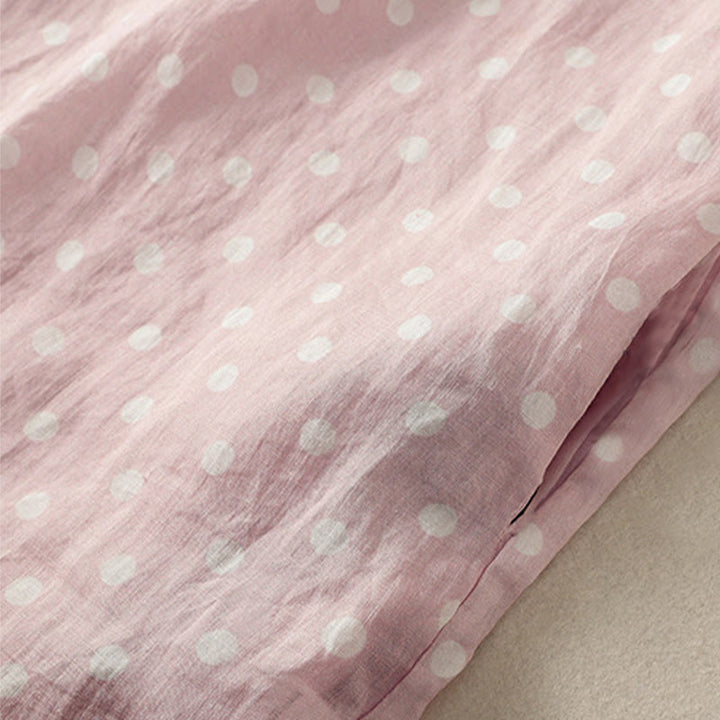 Buddha Stones Spring Polka Dot Button Stand Collar Polyester Midi Dress With Pockets - image 18