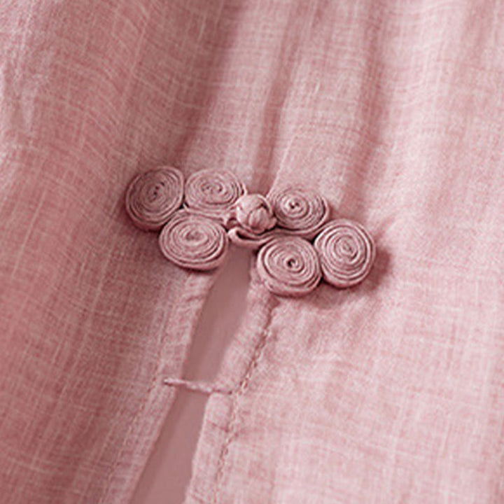 Buddha Stones Embroidered Leaf Crew Neck Half Sleeve Cotton Fiber Midi Dress - image 17