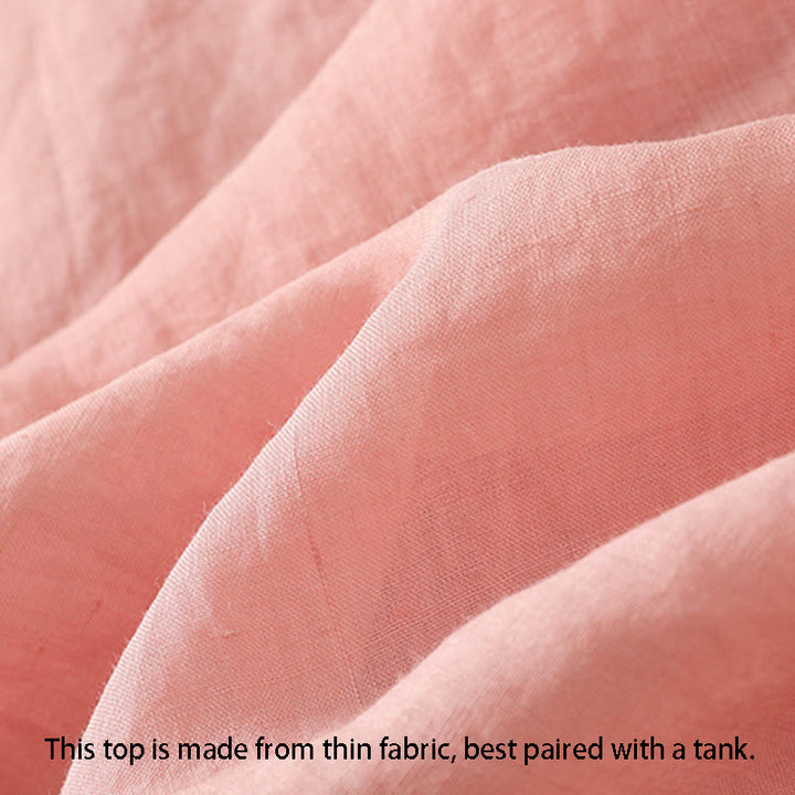 Buddha Stones Rose Floral Embroidery Button Half Sleeve Women's Cotton Shirt - image 22