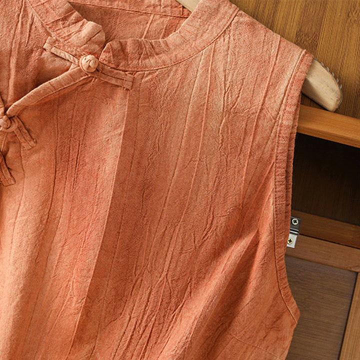 Buddha Stones Retro Frog-Button Design Women's Cotton Sleeveless Vest - image 5