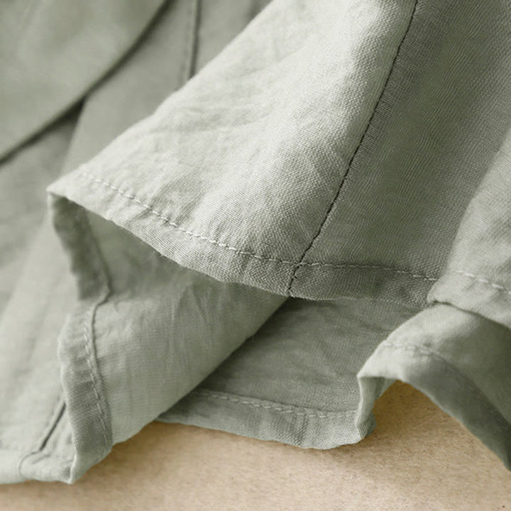 Buddha Stones Summer Button Lace-up Short Sleeve Women's Cotton Shirt - image 15