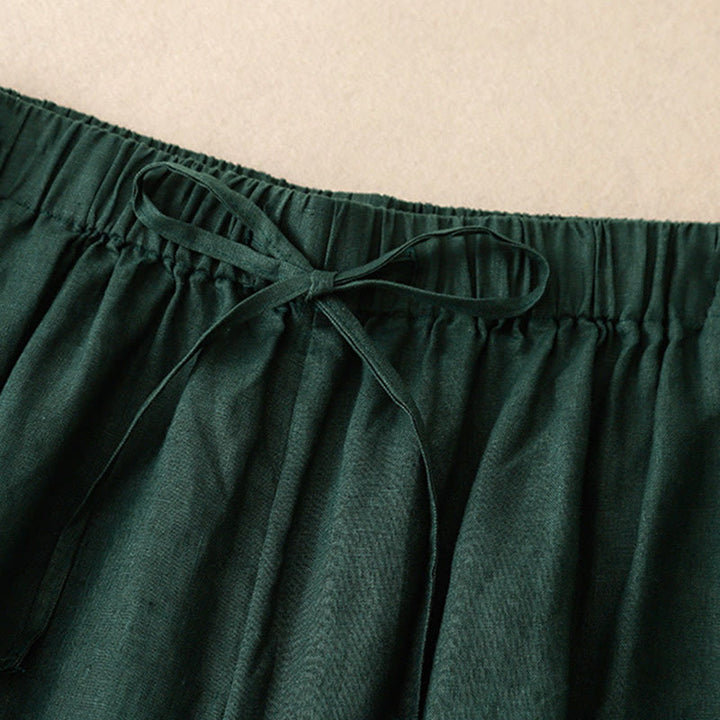 Buddha Stones Summer Elastic Waist Women's Capri Cropped Wide Leg Pants With Pockets - image 26