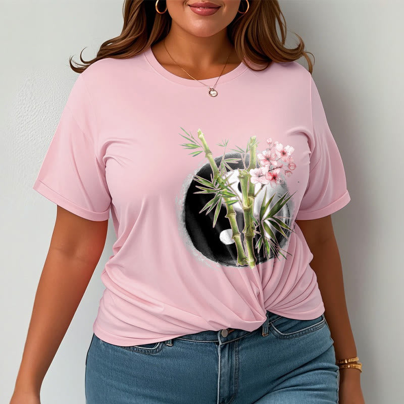 Buddha Stones Yin Yang Bamboo Peach Blossoms Pattern Tee T-shirt - image 13