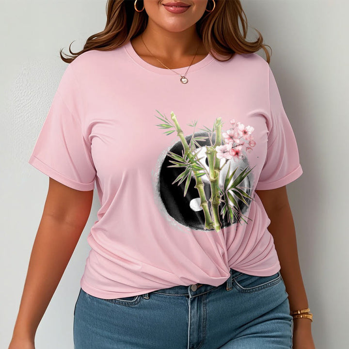 Buddha Stones Yin Yang Bamboo Peach Blossoms Pattern Tee T-shirt - image 13