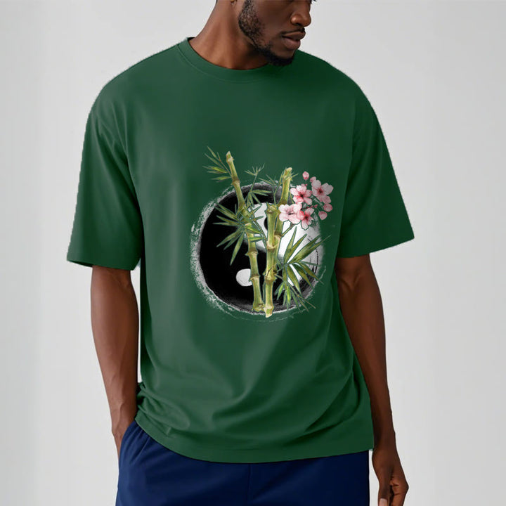Buddha Stones Yin Yang Bamboo Peach Blossoms Pattern Tee T-shirt - image 11