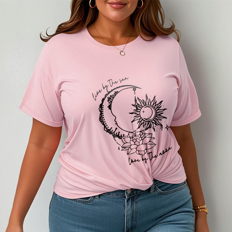Buddha Stones Sun Moon Lotus Flower Pattern Tee T-shirt - image 13