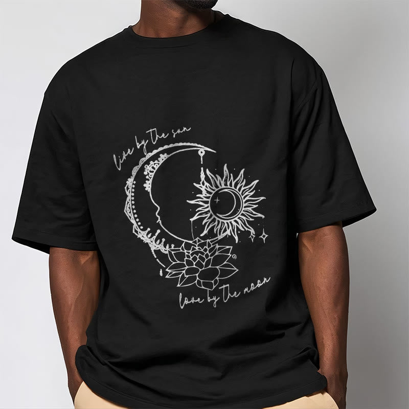 Buddha Stones Sun Moon Lotus Flower Pattern Tee T-shirt - image 4