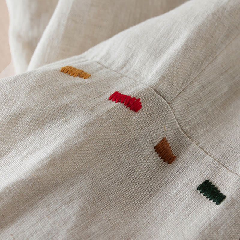 Buddha Stones Colored Thread 7-8 Length Women's Harem Cotton Linen Pants With Pockets - image 6