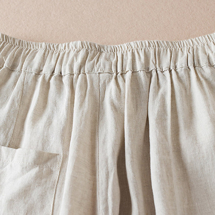 Buddha Stones Colored Thread 7-8 Length Women's Harem Cotton Linen Pants With Pockets - image 3