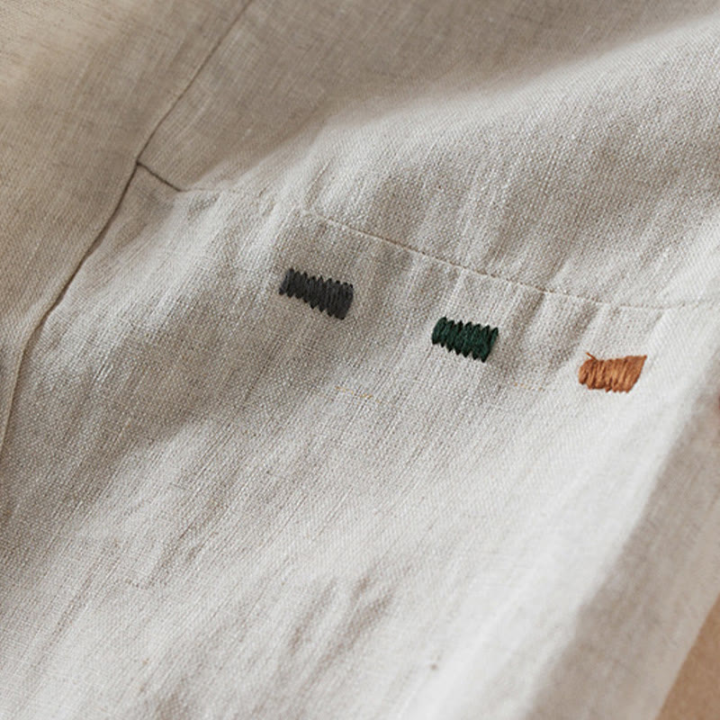 Buddha Stones Colored Thread 7-8 Length Women's Harem Cotton Linen Pants With Pockets - image 8