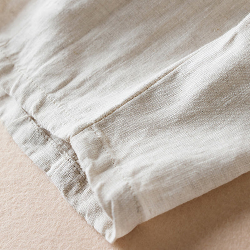 Buddha Stones Colored Thread 7-8 Length Women's Harem Cotton Linen Pants With Pockets - image 4