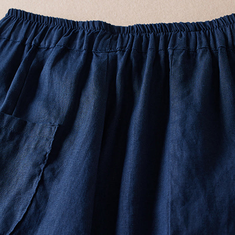 Buddha Stones Colored Thread 7-8 Length Women's Harem Cotton Linen Pants With Pockets - image 13