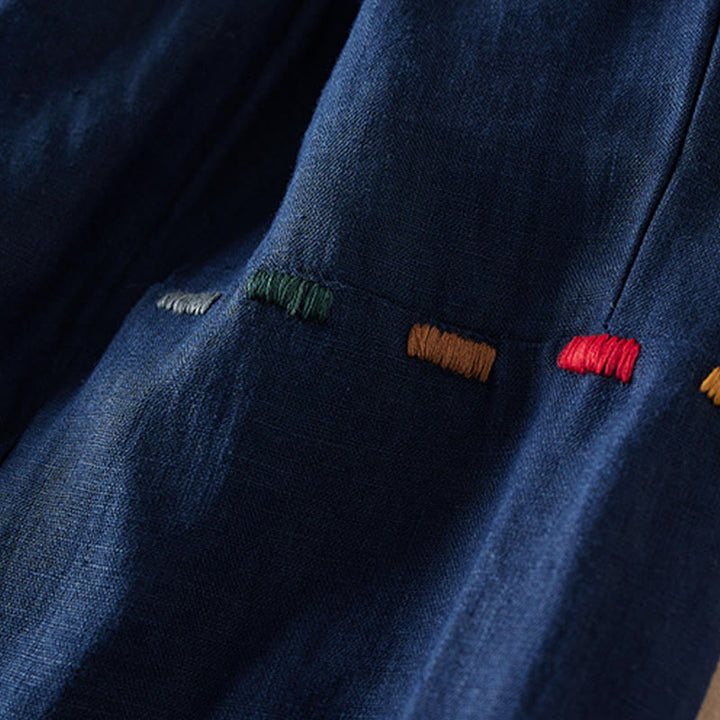 Buddha Stones Colored Thread 7-8 Length Women's Harem Cotton Linen Pants With Pockets - image 15