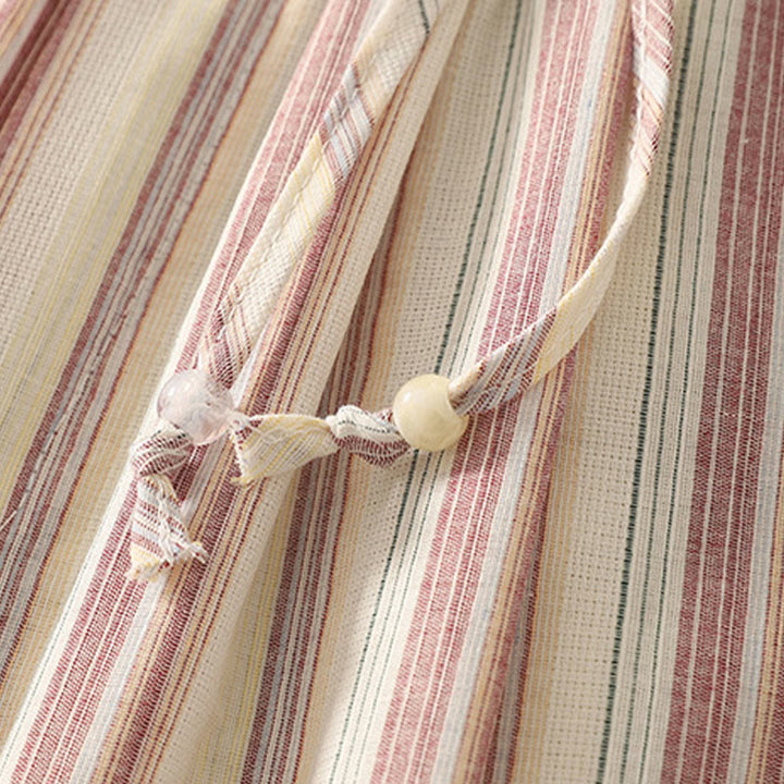 Buddha Stones Color Vertical Stripes Cotton Women's Wide Leg Pants With Pockets - image 6