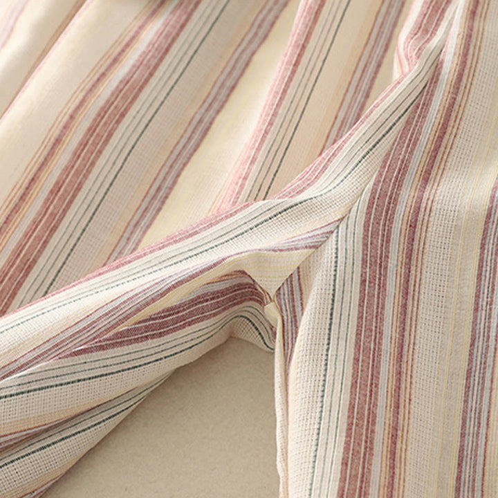 Buddha Stones Color Vertical Stripes Cotton Women's Wide Leg Pants With Pockets - image 10