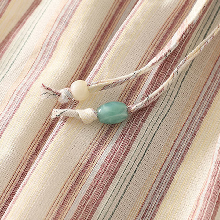 Buddha Stones Color Vertical Stripes Cotton Women's Wide Leg Pants With Pockets - image 7