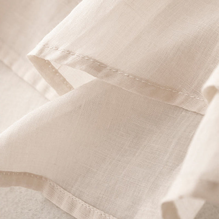 Buddha Stones Embroidery Crew Neck Pleats Women's Cotton Linen Half Sleeve T-shirt - image 6