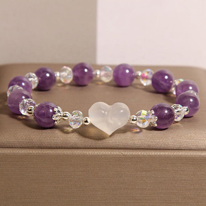 Buddha Stones Heart Amethyst White Agate Balance Bracelet - image 1