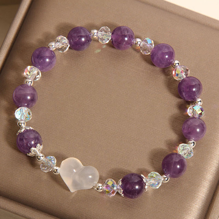 Buddha Stones Heart Amethyst White Agate Balance Bracelet - image 4