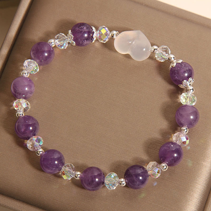 Buddha Stones Heart Amethyst White Agate Balance Bracelet - image 6