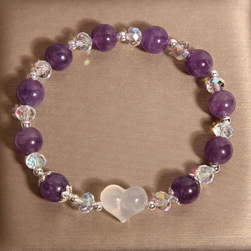 Buddha Stones Heart Amethyst White Agate Balance Bracelet - image 3