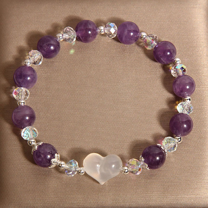 Buddha Stones Heart Amethyst White Agate Balance Bracelet - image 3