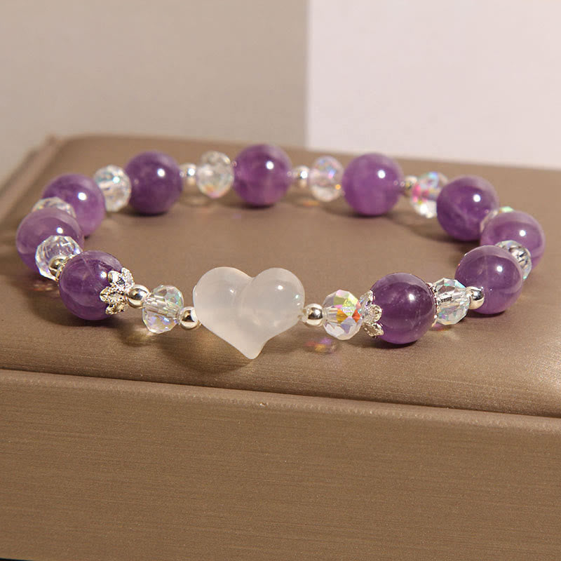 Buddha Stones Heart Amethyst White Agate Balance Bracelet - image 2