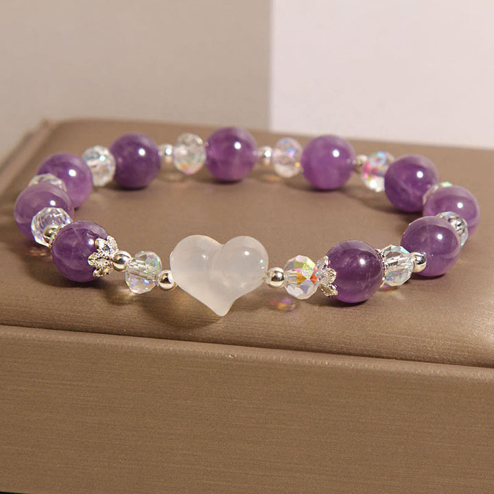 Buddha Stones Heart Amethyst White Agate Balance Bracelet - image 2