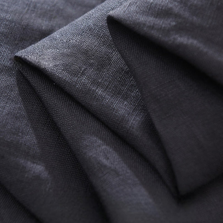 Buddha Stones Summer Half Buttons Design Lapel Men's Short Sleeve Linen Shirt With Pocket - image 10