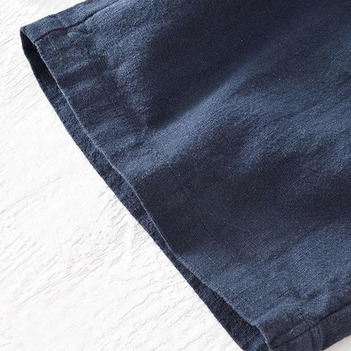 Buddha Stones Summer Solid Color Drawstring Elastic Waist Men's Cotton Linen Shorts With Pockets - image 31