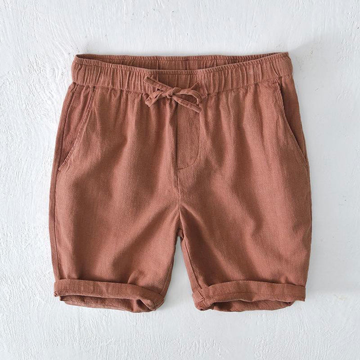 Buddha Stones Summer Solid Color Drawstring Elastic Waist Men's Cotton Linen Shorts With Pockets - SandyBrown - US/UK/AU44,EU54 (4XL) - image 33