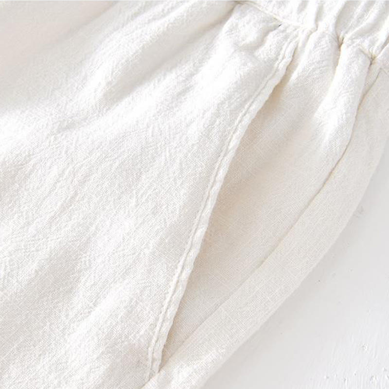 Buddha Stones Summer Solid Color Drawstring Elastic Waist Men's Cotton Linen Shorts With Pockets - image 8