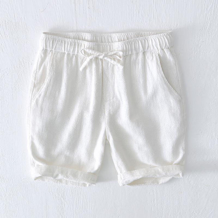 Buddha Stones Summer Solid Color Drawstring Elastic Waist Men's Cotton Linen Shorts With Pockets - White - US/UK/AU44,EU54 (4XL) - image 5