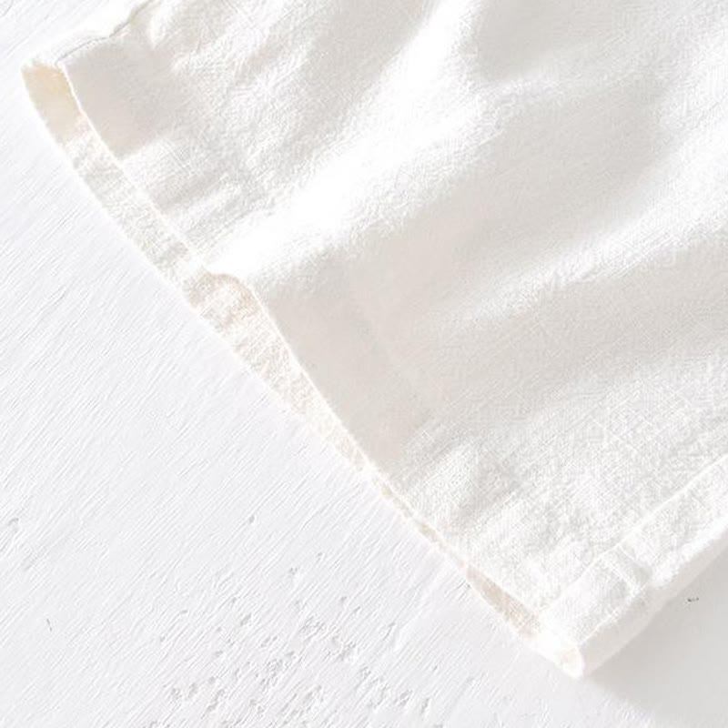 Buddha Stones Summer Solid Color Drawstring Elastic Waist Men's Cotton Linen Shorts With Pockets - image 9