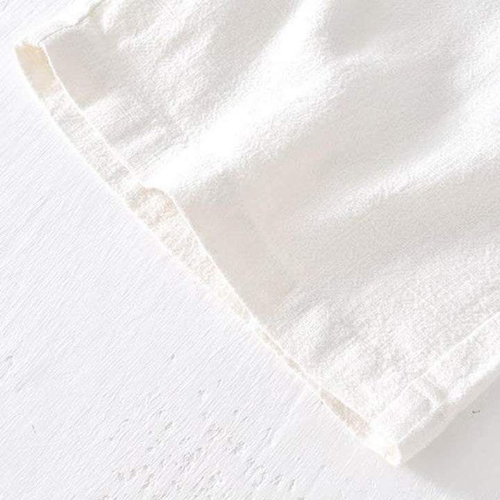 Buddha Stones Summer Solid Color Drawstring Elastic Waist Men's Cotton Linen Shorts With Pockets - image 9