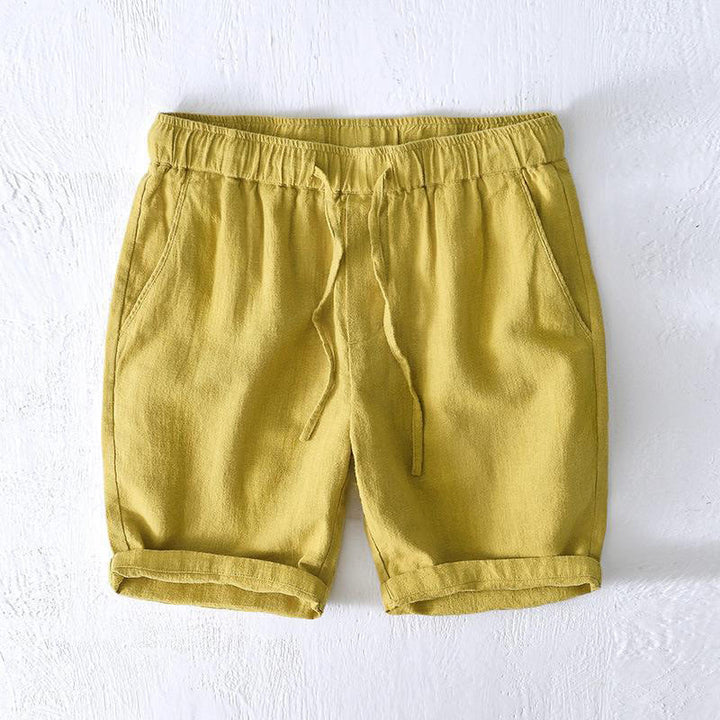 Buddha Stones Summer Solid Color Drawstring Elastic Waist Men's Cotton Linen Shorts With Pockets - YellowGreen - US/UK/AU44,EU54 (4XL) - image 10
