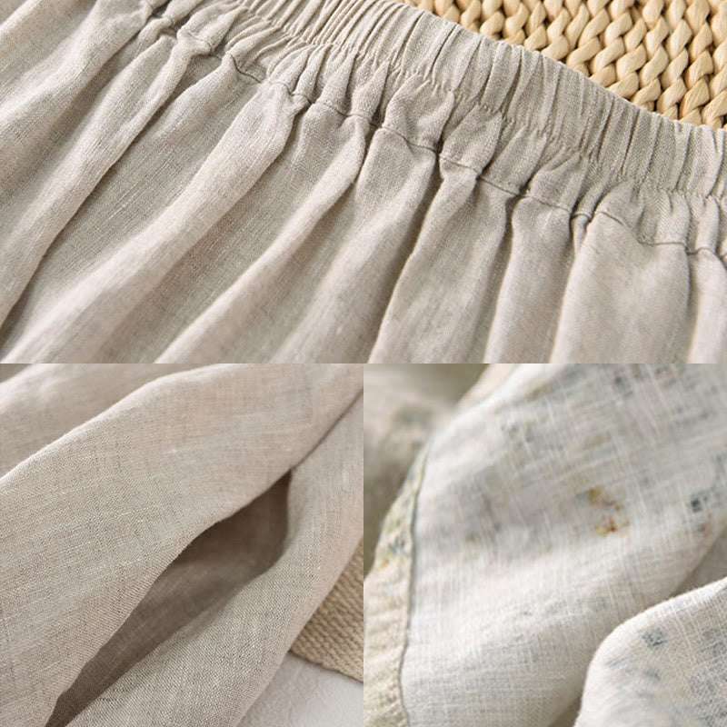 Buddha Stones Vintage Printing Women's Linen 7-8 Length Skirt With Pockets - image 11