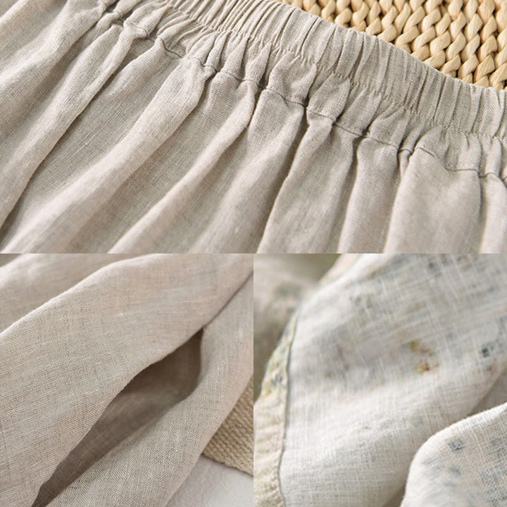 Buddha Stones Vintage Printing Women's Linen 7-8 Length Skirt With Pockets - image 11