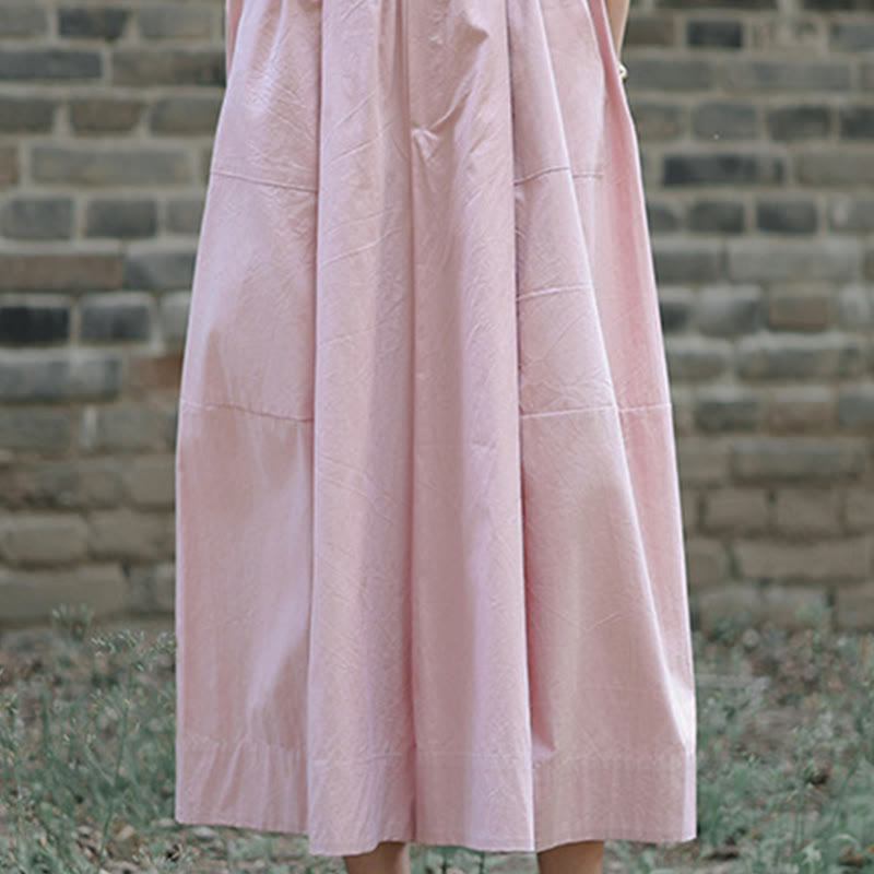 Buddha Stones Casual Plain Cotton High Waist Women's Wide Leg Capri Cropped Pants With Pockets - image 15