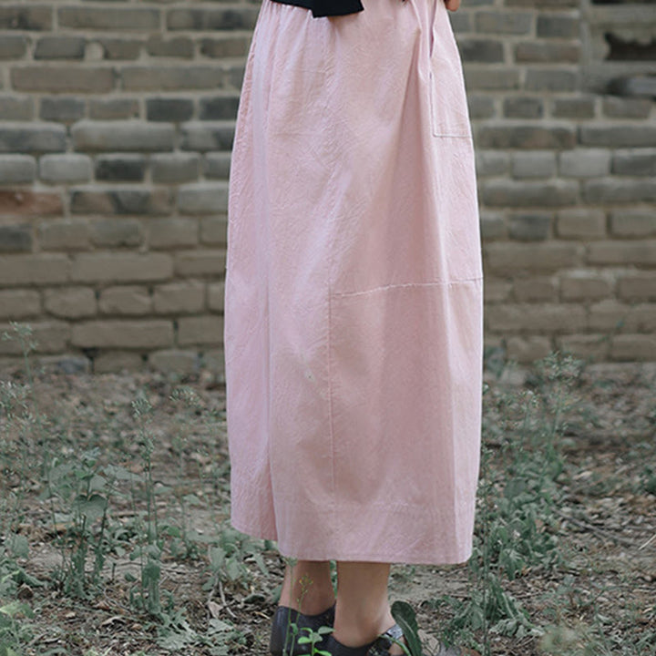 Buddha Stones Casual Plain Cotton High Waist Women's Wide Leg Capri Cropped Pants With Pockets - image 14