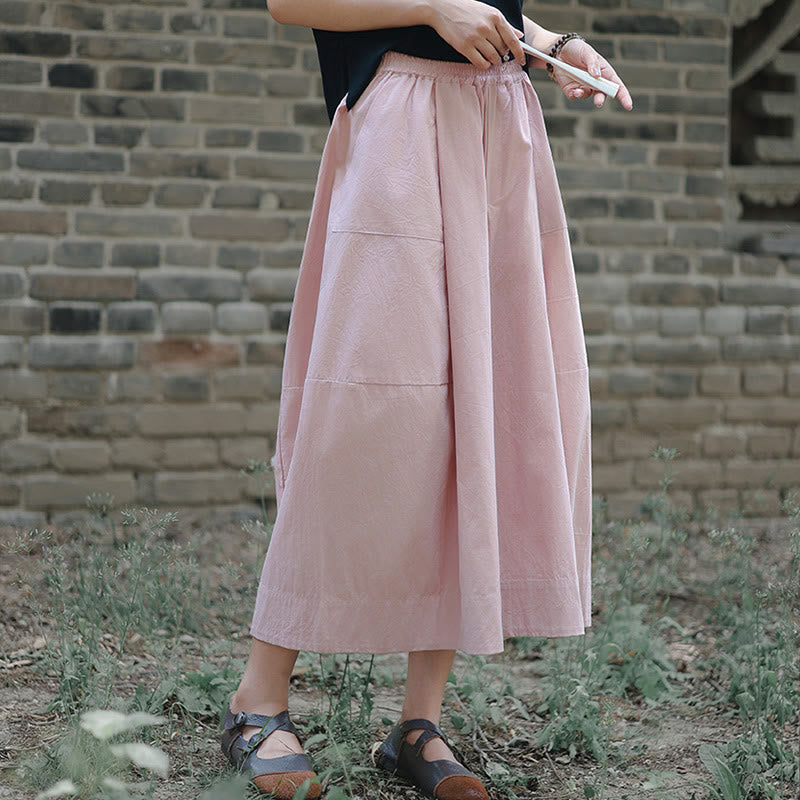 Buddha Stones Casual Plain Cotton High Waist Women's Wide Leg Capri Cropped Pants With Pockets - image 11