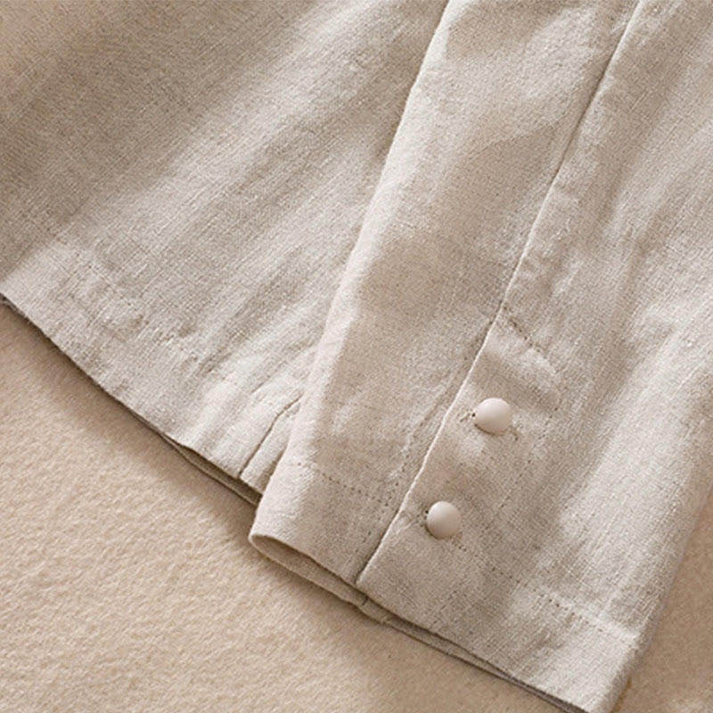 Buddha Stones Women's Cotton Linen Stand Collar Long Sleeve Jacket With Pockets - image 11