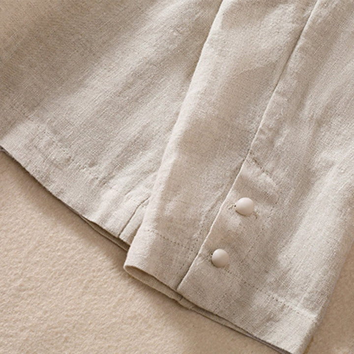 Buddha Stones Women's Cotton Linen Stand Collar Long Sleeve Jacket With Pockets - image 11