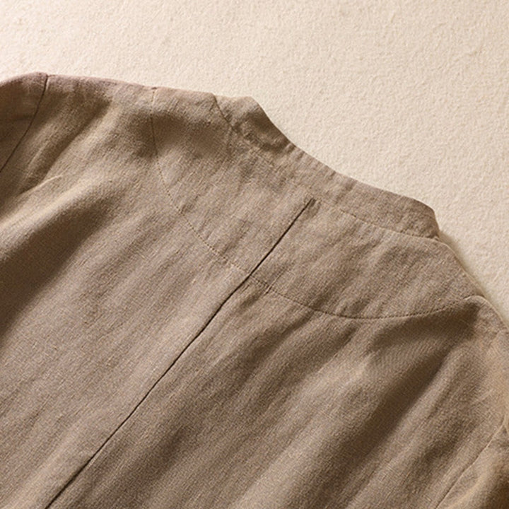 Buddha Stones Women's Cotton Linen Stand Collar Long Sleeve Jacket With Pockets - image 25