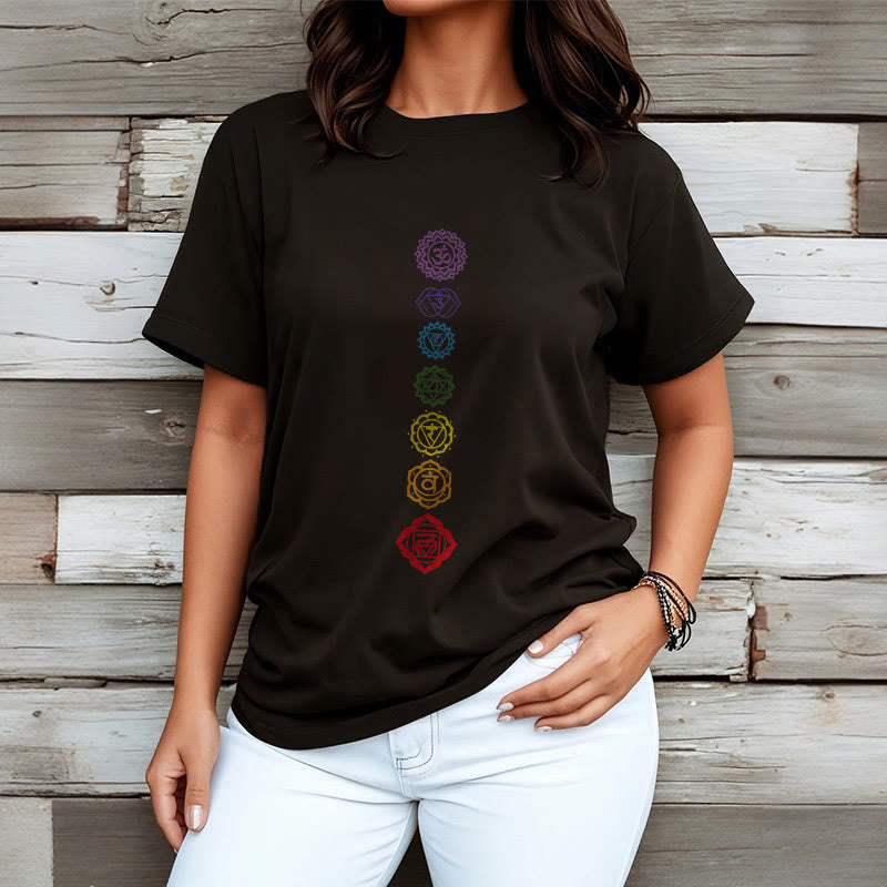 Buddha Stones Casual Colorful Circles Om Mani Padme Hum Pattern Tee T-Shirt - image 7