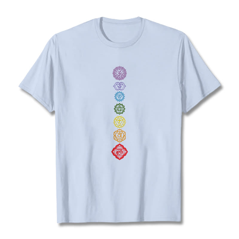 Buddha Stones Casual Colorful Circles Om Mani Padme Hum Pattern Tee T-Shirt - LightCyan - 2XL - image 18