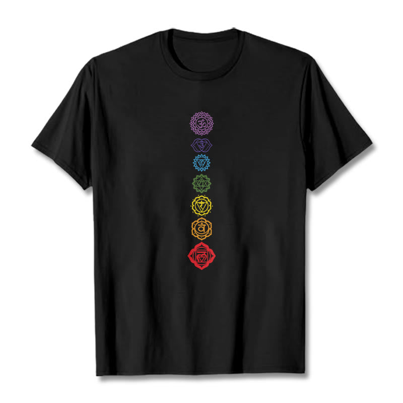 Buddha Stones Casual Colorful Circles Om Mani Padme Hum Pattern Tee T-Shirt - Black - 2XL - image 4