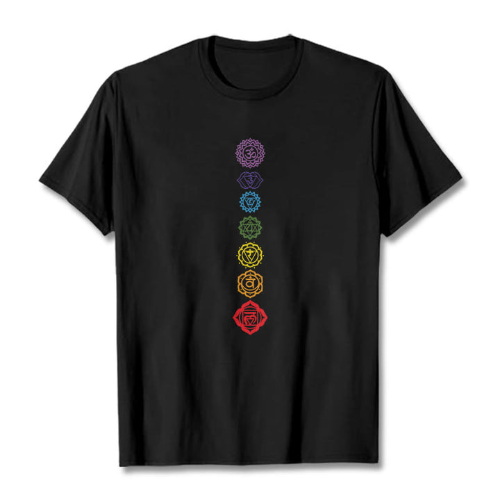 Buddha Stones Casual Colorful Circles Om Mani Padme Hum Pattern Tee T-Shirt - Black - 2XL - image 4