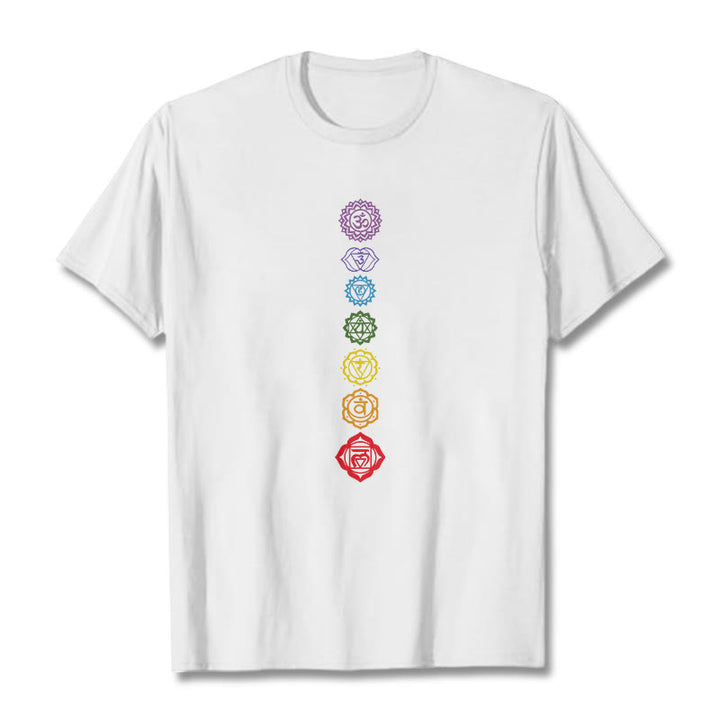 Buddha Stones Casual Colorful Circles Om Mani Padme Hum Pattern Tee T-Shirt - White - 2XL - image 0