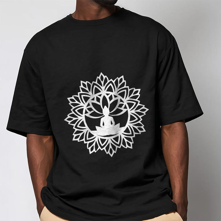 Buddha Stones Casual Mandala Seated Buddha Pattern Tee T-Shirt - image 4